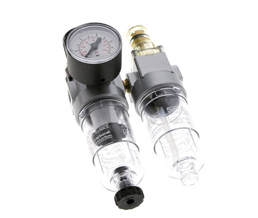 FRL 2-Teilig G1/8'' 350l/min 0.5-6.0bar/7-87psi Halbautomatisch Polycarbonat Standard 0