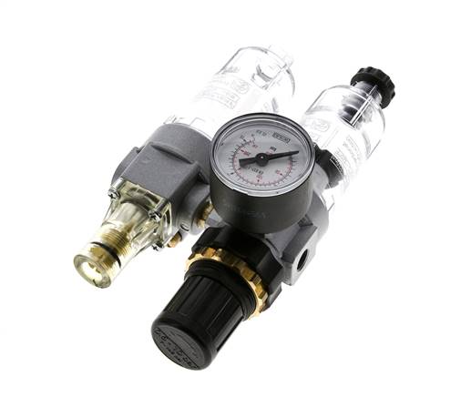 FRL 2-Teilig G1/8'' 350l/min 0.5-10.0bar/7-145psi Halbautomatisch Polycarbonat Standard 0