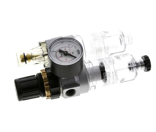 FRL 2-Teilig G1/4'' 350l/min 0.5-10.0bar/7-145psi Halbautomatisch Polycarbonat Standard 0