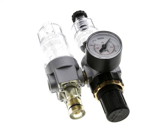 FRL 2-Teilig G1/4'' 350l/min 0.5-10.0bar/7-145psi Halbautomatisch Polycarbonat Standard 0