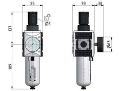Filter-Regler G3/4'' 13000l/min 0,1-2,0bar/1-29psi Futura 4