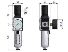 Filter-Regler G3/8'' 2500l/min 0,5-16,0bar/7-232psi Futura 1