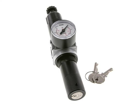 Filter-Regler G1/4'' 1450l/min 0,1-3,0bar/1-44psi 40 mm Manometer Zylinderschloss Multifix 0