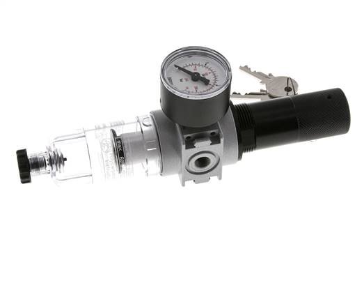 Filter-Regler G1/8'' 1450l/min 0,5-10,0bar/7-145psi 40 mm Manometer Zylinderschloss Multifix 0