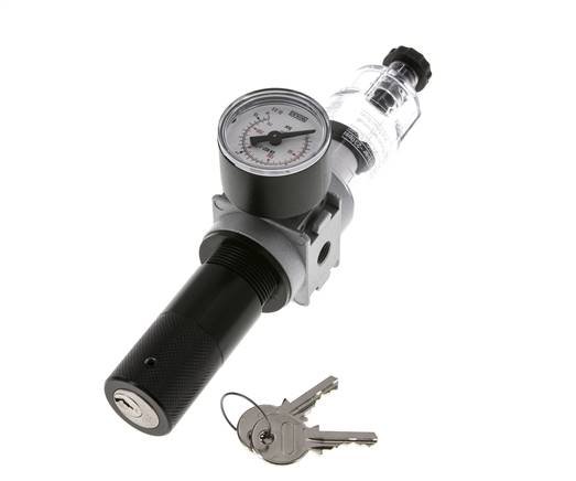 Filter-Regler G1/8'' 1450l/min 0,5-10,0bar/7-145psi 40 mm Manometer Zylinderschloss Multifix 0