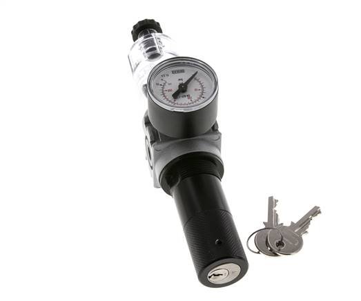 Filter-Regler G1/8'' 1450l/min 0,5-10,0bar/7-145psi 40 mm Manometer Zylinderschloss Multifix 0
