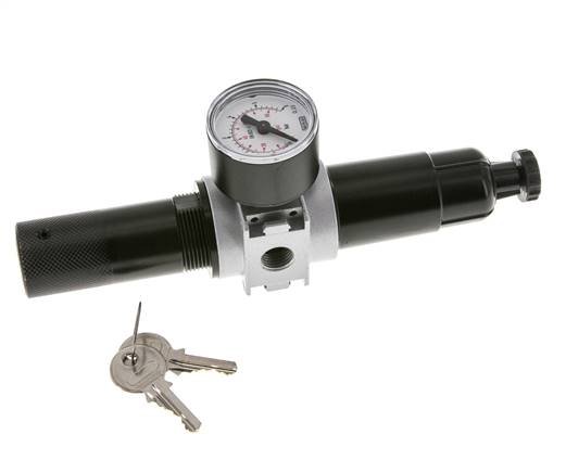 Filter-Regler G1/4'' 1450l/min 0,1-3,0bar/1-44psi 40 mm Manometer Zylinderschloss Multifix 0