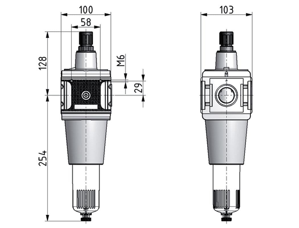Filterregler G3/4'' 15000l/min 0.5-10.0bar/7-145psi Halbautomatischer Sicherheitskäfig Polycarbonat Multifix 5