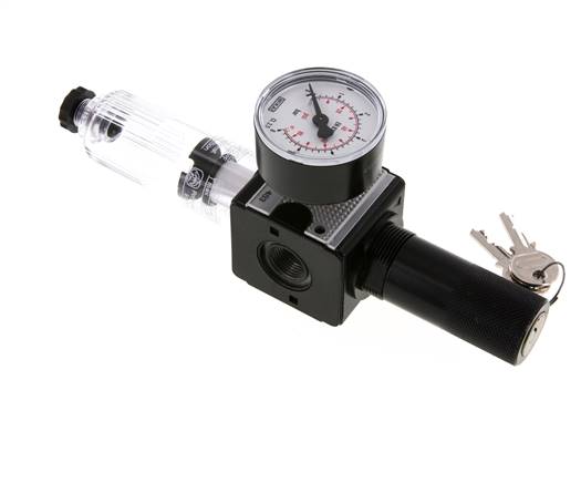 Filter-Regulator G3/8'' 1600l/min 0.1-3.0bar/1-44psi Halbautomatische Zylinder-Verriegelung Polycarbonat Multifix 1