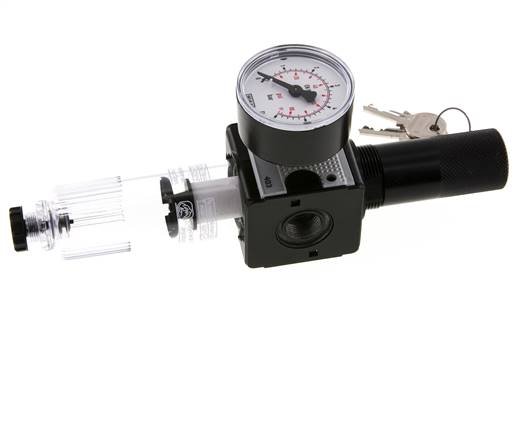 Filter-Regulator G3/8'' 1600l/min 0.1-3.0bar/1-44psi Halbautomatische Zylinder-Verriegelung Polycarbonat Multifix 1