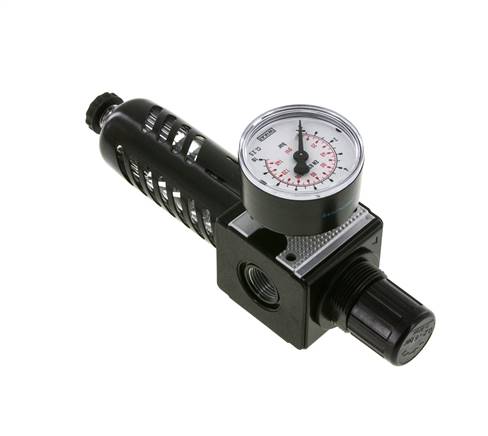 Filter-Regulator G3/8'' 1600l/min 0.2-6.0bar/3-87psi Halbautomatischer Schutzkäfig aus Polycarbonat Multifix 1