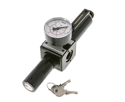 Filterregler G3/8'' 1600l/min 0.5-16.0bar/7-232psi Halbautomatische Zylinderklemme Metall Multifix 1