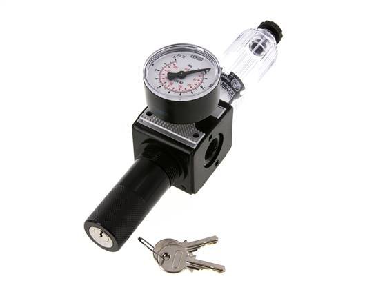 Filter-Regulator G3/8'' 1600l/min 0.2-6.0bar/3-87psi Halbautomatische Zylinder-Verriegelung Polycarbonat Multifix 1