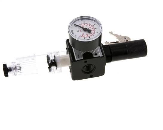 Filter-Regler G1/4'' 1600l/min 0,2-6,0bar/3-87psi Zylinderschloss Multifix 1