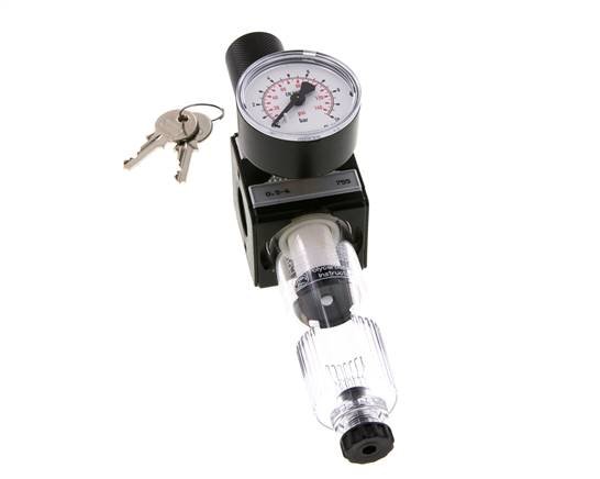 Filter-Regler G1/4'' 1600l/min 0,2-6,0bar/3-87psi Zylinderschloss Multifix 1