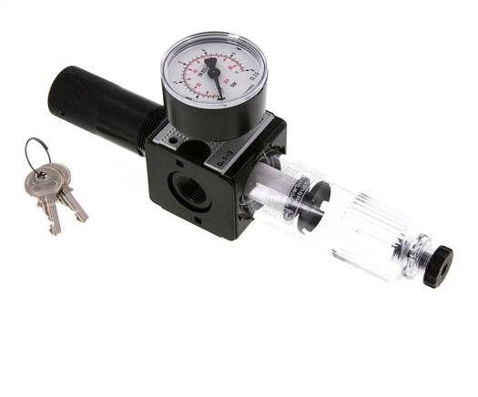 Filter-Regulator G3/8'' 1600l/min 0.1-3.0bar/1-44psi Halbautomatische Zylinder-Verriegelung Polycarbonat Multifix 1