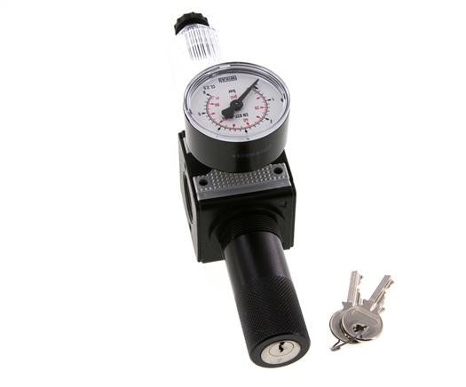 Filter-Regulator G3/8'' 1600l/min 0.1-3.0bar/1-44psi Halbautomatische Zylinder-Verriegelung Polycarbonat Multifix 1