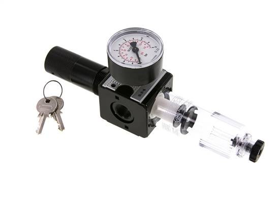 Filter-Regulator G3/8'' 1600l/min 0.2-6.0bar/3-87psi Halbautomatische Zylinder-Verriegelung Polycarbonat Multifix 1