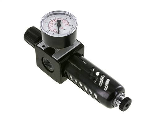 Filter-Regulator G3/8'' 1600l/min 0.2-6.0bar/3-87psi Halbautomatischer Schutzkäfig aus Polycarbonat Multifix 1