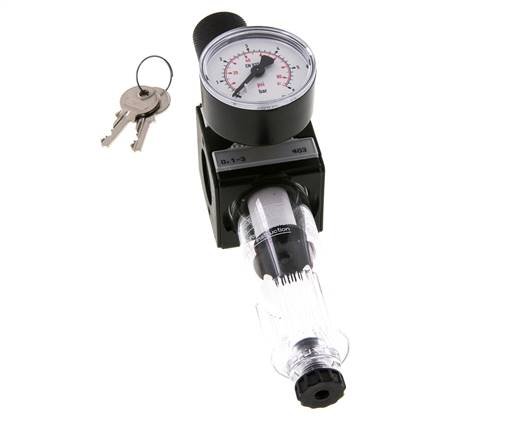 Filter-Regulator G3/8'' 1600l/min 0.1-3.0bar/1-44psi Halbautomatische Zylinder-Verriegelung Polycarbonat Multifix 1