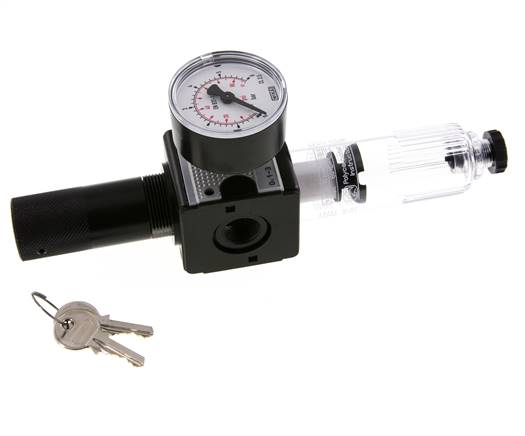 Filter-Regulator G3/8'' 1600l/min 0.1-3.0bar/1-44psi Halbautomatische Zylinder-Verriegelung Polycarbonat Multifix 1