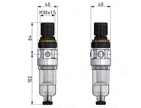 Filter-Regler G1/8'' 350l/min 0,5-10,0bar/7-145psi Standard 0