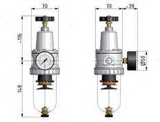 Filter-Regler G3/8'' 1500l/min 0,5-10,0bar/7-145psi Standard 2