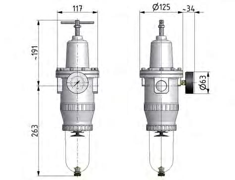 Filter-Regler G3/4'' 12000l/min 0,1-3,0bar/1-44psi Standard 5