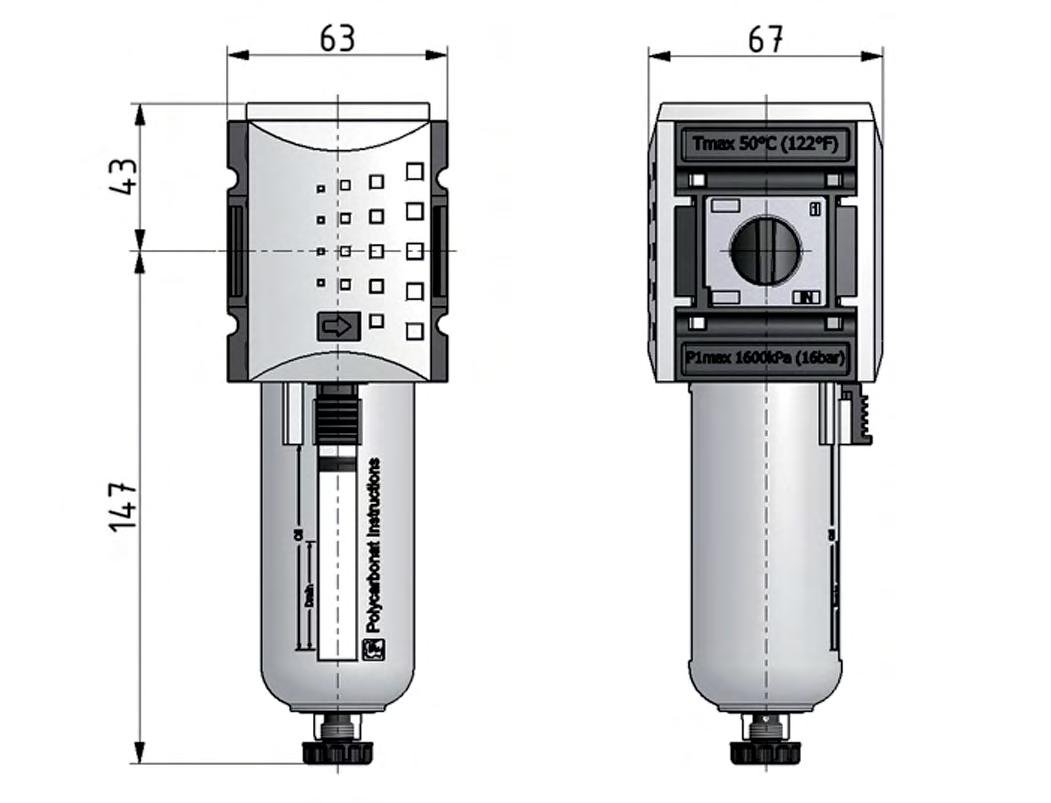 Filter 5microns G3/8'' 3500l/min Semi-Auto Polycarbonat Futura 2