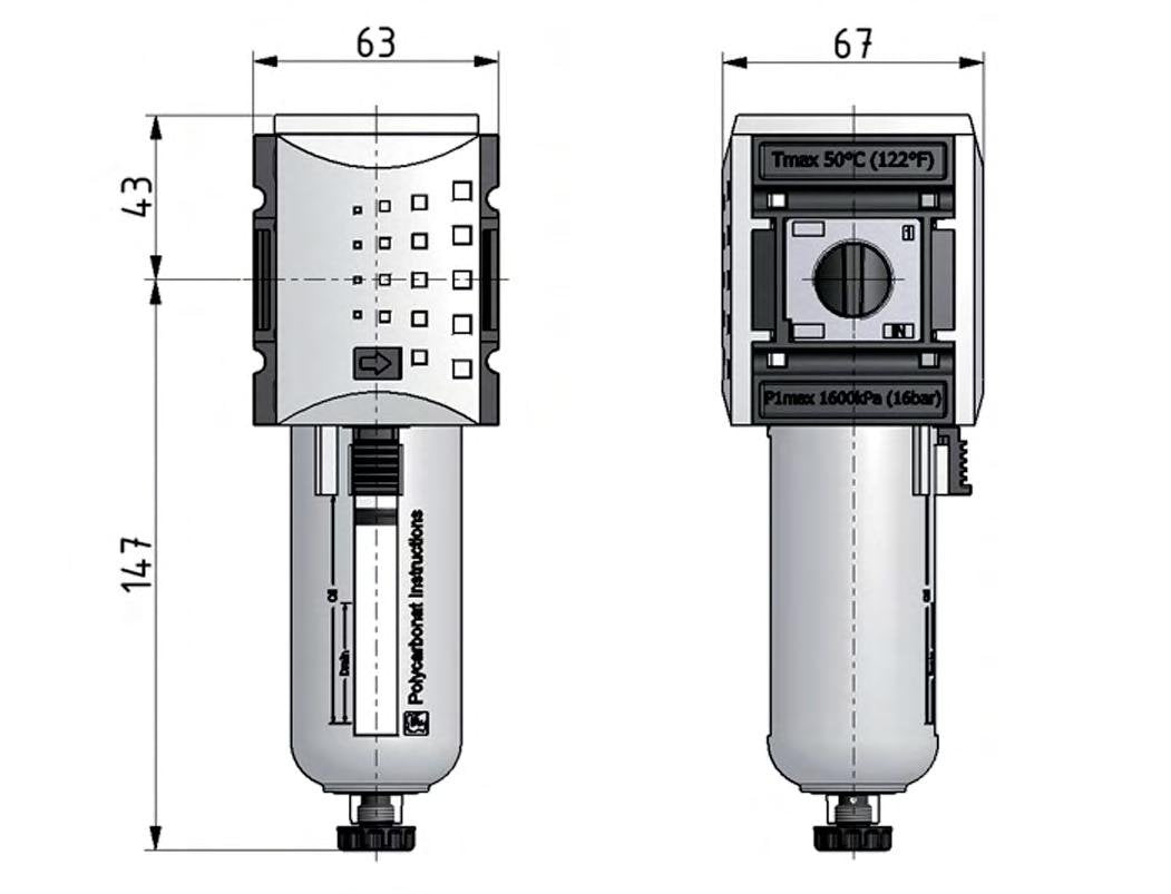 Filter 5microns G1/2'' 3500l/min Auto Polycarbonat Futura 2