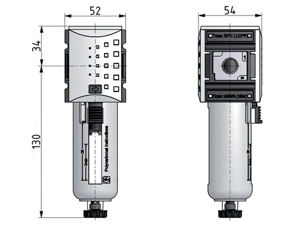 Filter 5microns G1/4'' 2200l/min Auto Polycarbonat Futura 1