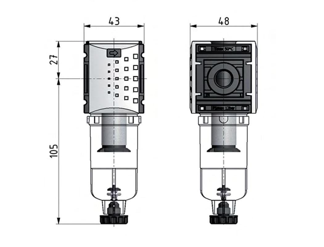 Filter 5microns G1/4'' 1000l/min Auto Metal Futura 0