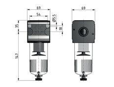 Filter 5microns G3/4'' 5850l/min Auto (Geschlossen ohne Druck) Polycarbonat Multifix 2