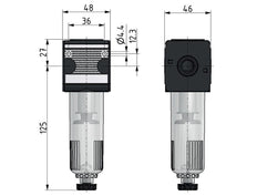 Filter 5microns G1/4'' 2000l/min Semi-Auto Schutzkäfig Polycarbonat Multifix 1