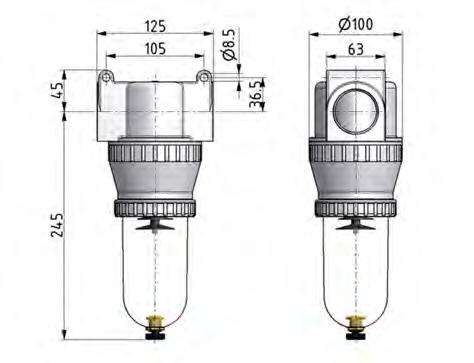 Filter 40 Mikrometer G1 1/4'' 12500l/min Auto (Geschlossen ohne Druck) Polycarbonat Standard 5