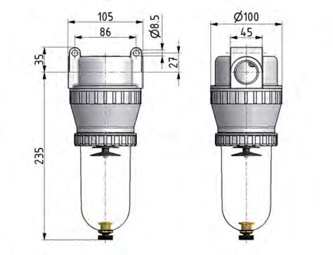 Filter 40microns G3/4'' 12500l/min Auto Schutzkäfig Polycarbonat Standard 5