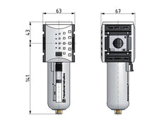 Aktivkohlefilter G1/2'' 1700l/min Ohne Entwässerung Polycarbonat Futura 2