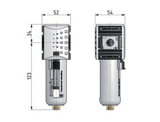 Aktivkohlefilter G1/4'' 470l/min ohne Entwässerung Polycarbonat Futura 1