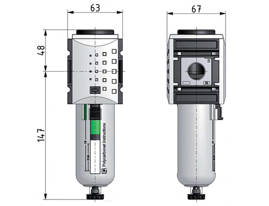 Vorfilter 0.3microns G3/8'' 500l/min Auto Polycarbonat Futura 2