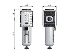 Microfilter 0.01microns G3/8'' 450l/min Semi-Auto Polycarbonat Futura 2