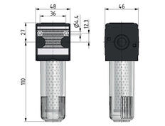 Aktivkohlefilter G1/4'' 380l/min Semi-Auto Polycarbonat Multifix 1