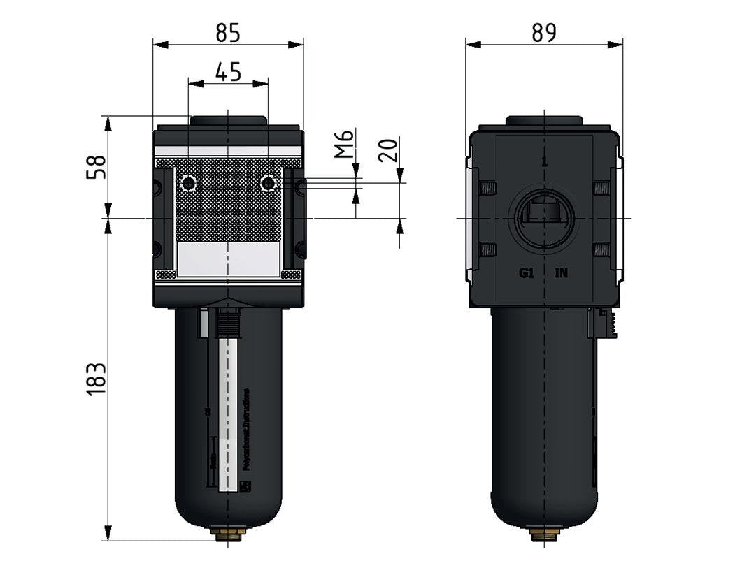 Aktivkohlefilter G1'' 3000l/min Halbautomatischer Schutzkäfig Polycarbonat Multifix 4