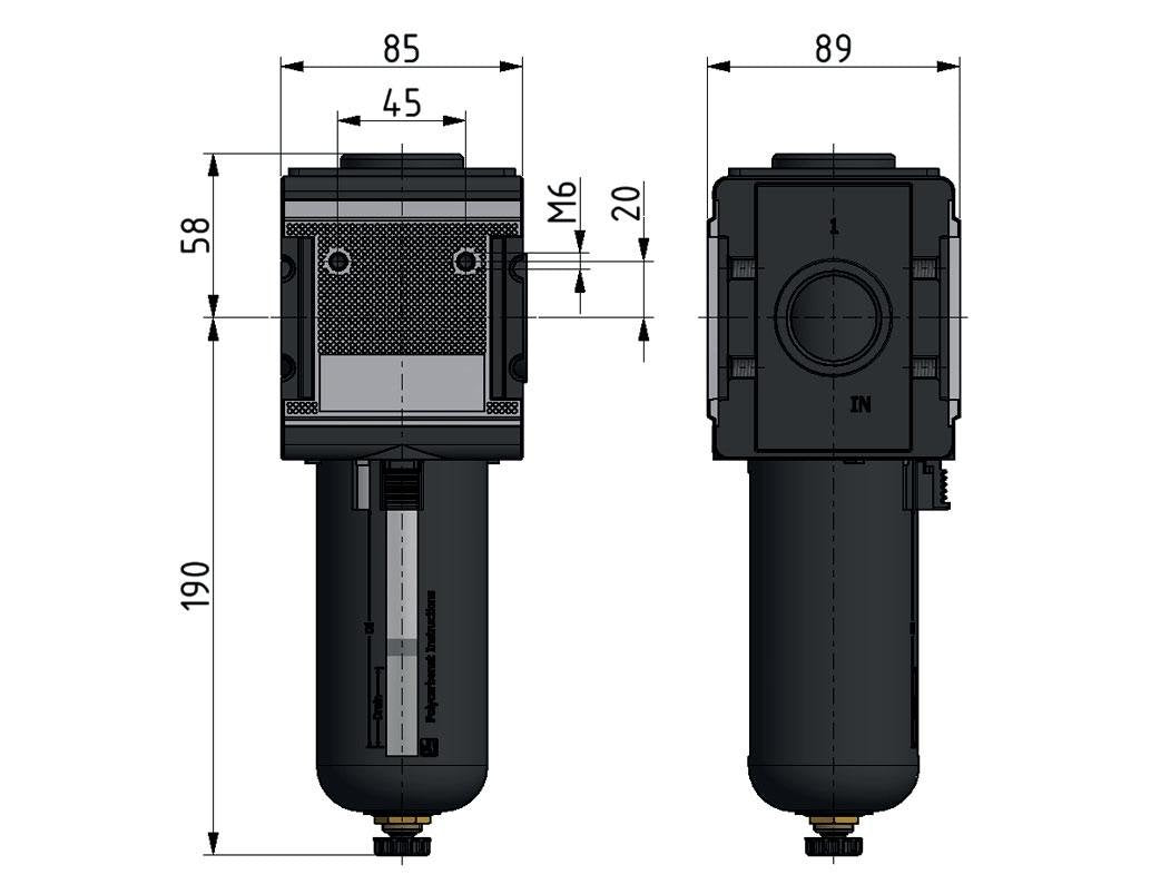 Vorfilter 0.3microns G1'' 2000l/min Semi-Auto Schutzkäfig Polycarbonat Multifix 4