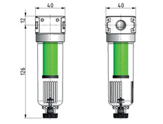 Mikrofilter 0.01microns G1/4'' 450l/min Halbautomatisch Polycarbonat Multifix 0