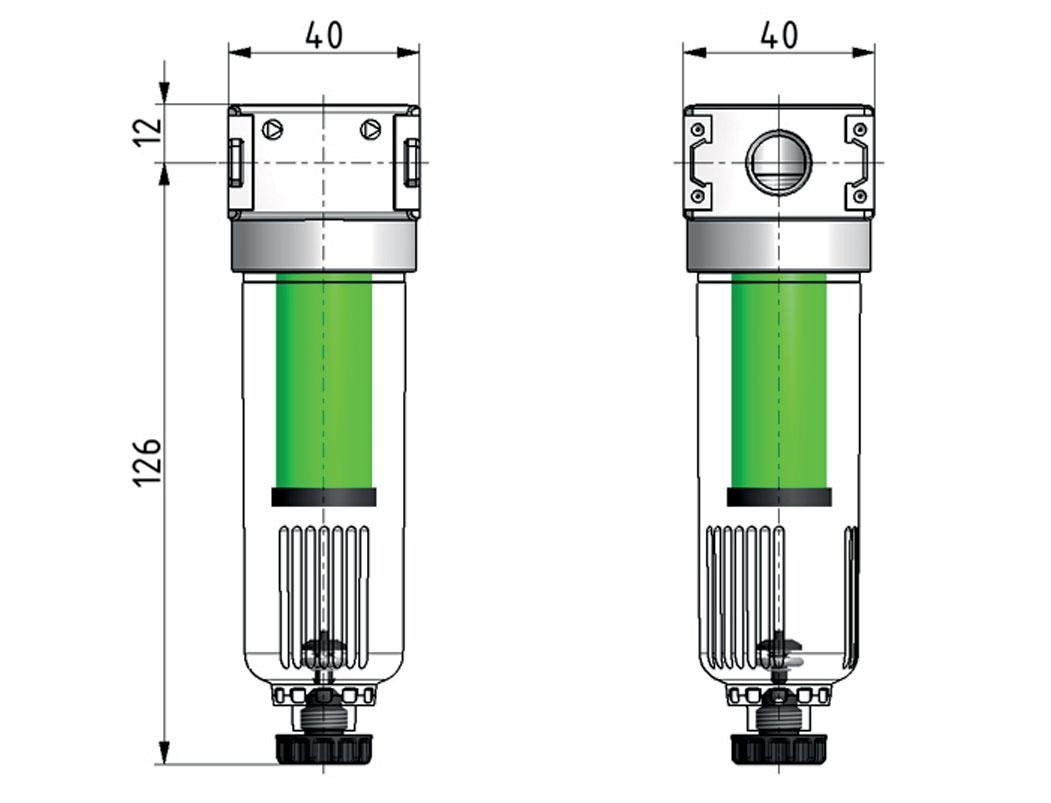 Mikrofilter 0.01microns G1/4'' 450l/min Auto Polycarbonat Multifix 0