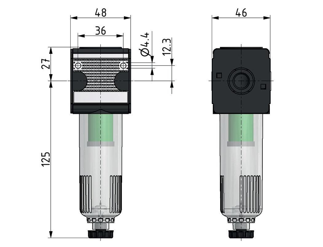 Microfilter 0.01microns G1/4'' 280l/min Semi-Auto Polycarbonat Multifix 1