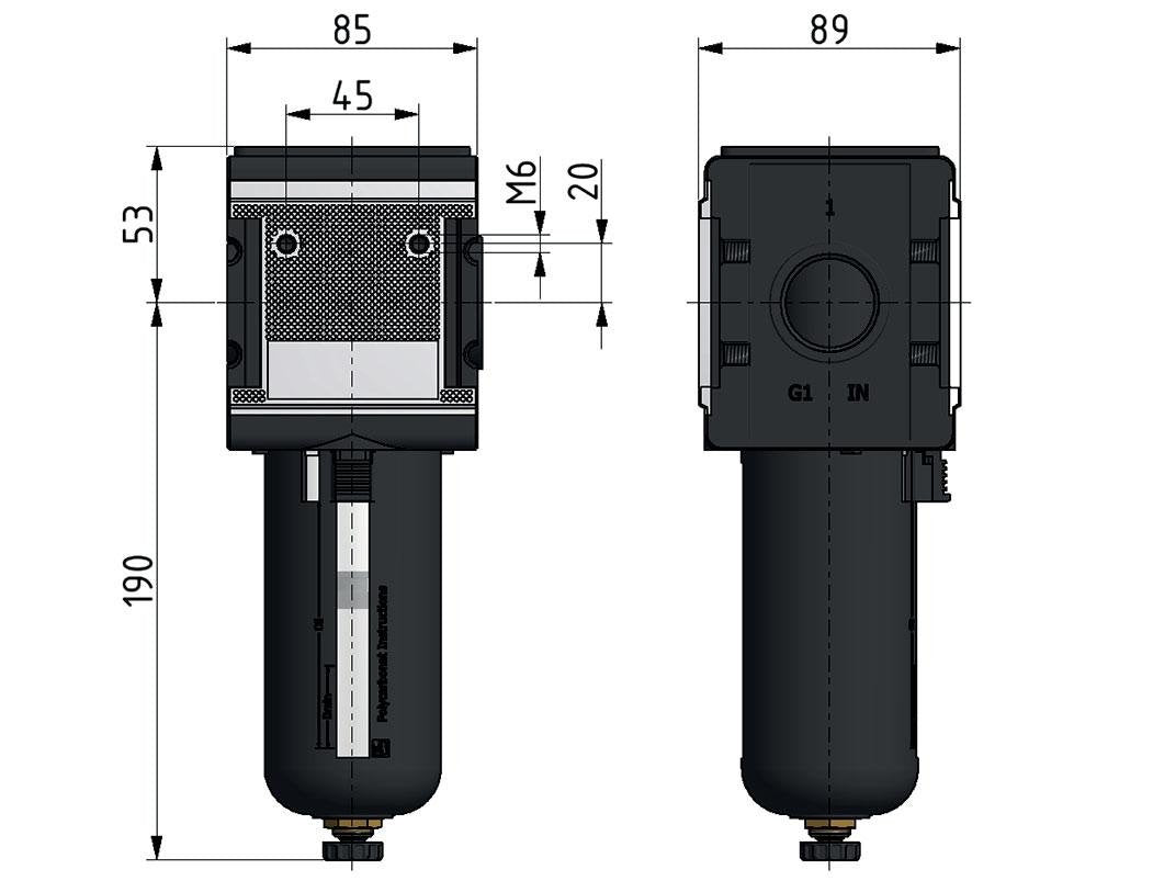 Microfilter 0.01microns G1'' 1500l/min Halbautomatischer Schutzkäfig aus Polycarbonat Multifix 4