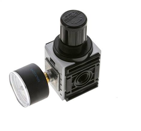 Druckregler für Verteilerblock G1/4'' 1000l/min 0,5-10,0bar/7-145psi 40 mm Manometer Futura 0