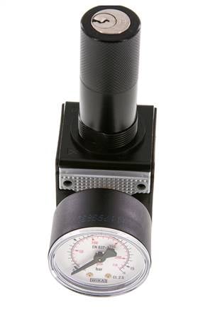 Präzisionsdruckregler G1/4'' 2100l/min 0.5-10.0bar/7-145psi Zink-Druckguss-Zylinderschloss Multifix 1