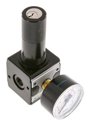 Präzisionsdruckregler G1/4'' 2100l/min 0.1-3.0bar/1-44psi Zink-Druckguss-Zylinderschloss Multifix 1